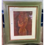 JOHN MARSHALL ACRYLICS AND WATERCOLOURS ON PAPER OF A FEMALE NUDE 37CM X 49CM APPROX FRAMED AND