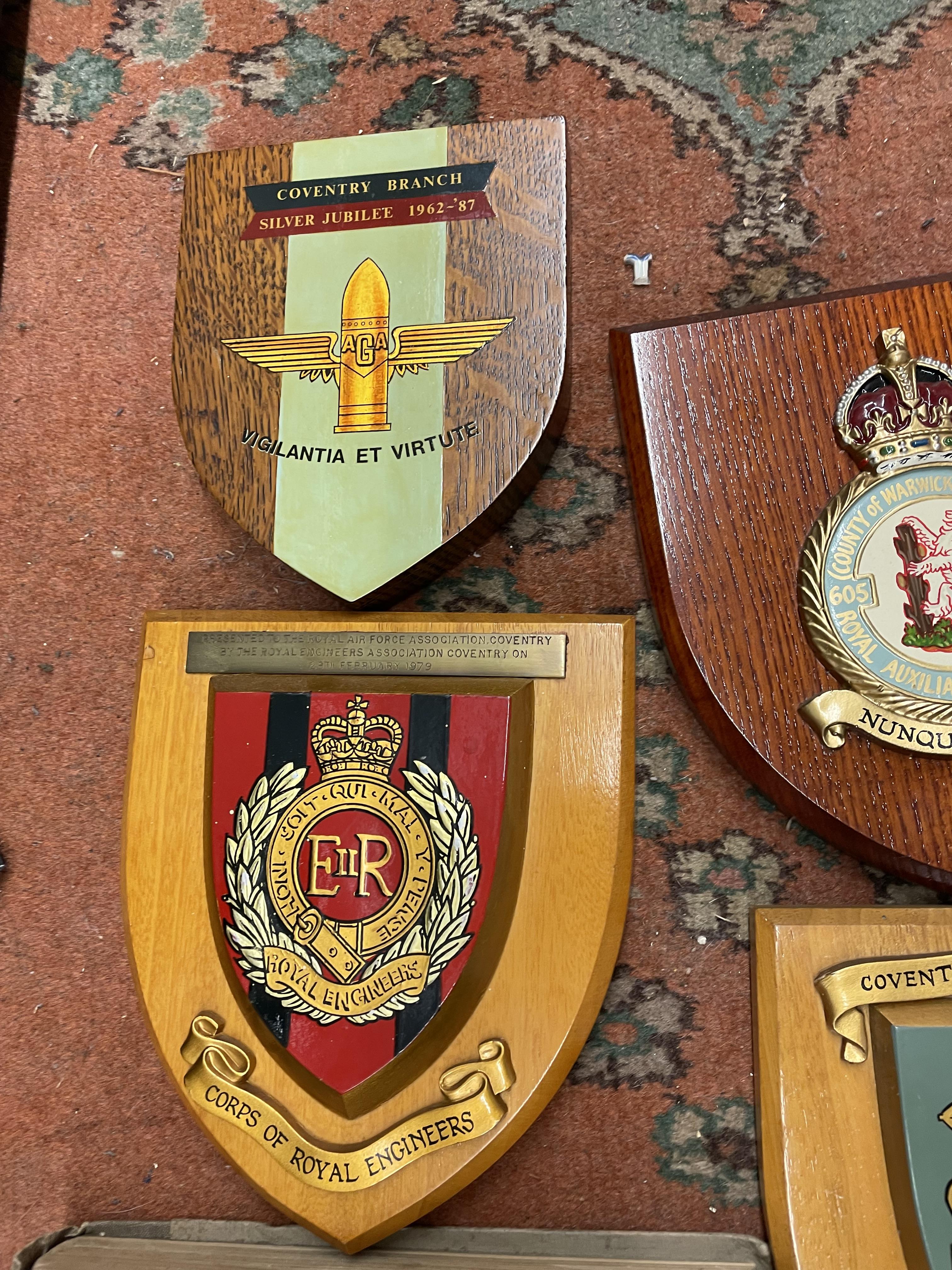 QUANTITY OF SHEILD SHAPE SQUADRON PLAQUES ASSOCIATED WITH COVENTRY AND WARWICKSHIRE AND THE CITY OF - Image 6 of 12