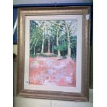 JOHN MARSHALL OIL ON CANVAS OF TREES AND AN OIL ON CANVAS OF GARDEN LANDSCAPE BOTH FRAMED