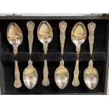 CASED SET OF SIX BIRMINGHAM SILVER KINGS PATTERN TEASPOONS