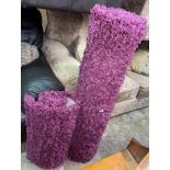 TWO AUBERGINE PLAIN CARPET RUGS