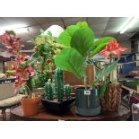 SELECTION OF ARTIFICIAL POTTED HOUSE PLANTS INCLUDING ORCHIDS