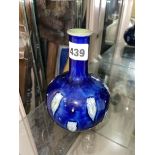 ROYAL DOULTON ROYAL BLUE STONEWARE CROCUS SQUAT BOTTLE VASE 16CM HEIGHT