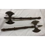 PAIR OF MEDIEVAL STYLE BATTLEAXES ONE IS 54CM LONG,