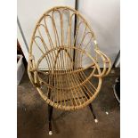 1960S VINTAGE BAMBOO AND RATTAN ROCKING ARMCHAIR