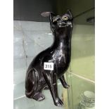 BRETBY SEATED BLACK CAT WITH GLASS EYES A/F