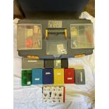 HEAVY DUTY BOX CONTAINING FLY FISHING TACKLE AND ACCESSORIES, SEVERAL CASES OF WET AND DRY FLIES,