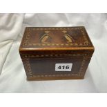 TUMBRIDGEWARE INLAID PLAYING CARD BOX DECORATED WITH PENGUINS