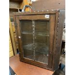 OAK CHIP CARVED GLAZED HANGING CORNER CUPBOARD