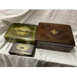 ROSEWOOD AND BRASS INLAID WORK BOX,