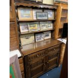 CARVED OAK DRESSER WITH RACK