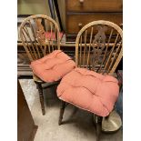 PAIR OF ELM WHEEL BACK COUNTRY CHAIRS