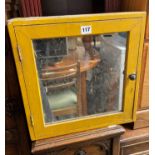 VINTAGE YELLOW PAINTED MIRROR CABINET