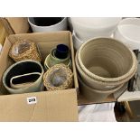 SMALLER BOX OF VARIOUS PLANTERS,