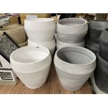 THREE WHITE PLANTERS AND THREE GREY PLANTERS,