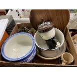 BOX - CHAMBER POT, ROYAL WORCESTER CANAL SERIES PLATES, LAZY SUSAN,
