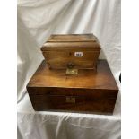 REGENCY SARCOPHAGUS TEA CADDY CONVERTED INTO A NEEDLEWORK BOX AND A WALNUT WRITING BOX A/F