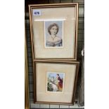 PAIR OF LITHOGRAPHIC PRINTS F/G IN THE MANNER OF LE BLONDE