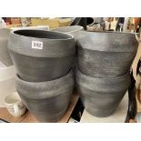 FOUR CHARCOAL CERAMIC PLANTERS