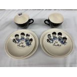 PAIR OF WASHINGTON POTTERY ORIGINAL BEATLES CUP AND BISCUIT SAUCER PLATES