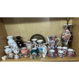 SHELF CONTAINING JAPANESE IMARI PATTERNED COFFEE SERVICE,