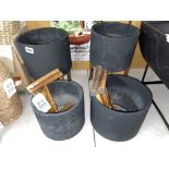 FOUR VEGO MATT ANTHRACITE PLANTERS WITH STANDS