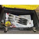 STANLEY TOOLBOX AND CONTENTS - CHISELS, TAPE RULER,