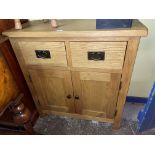 OAK TWO DRAWER TWO CUPBOARD SIDE UNIT