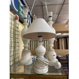 PAIR OF OVOID ALABASTER TABLE LAMPS AND ONE OTHER