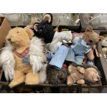 CARTON - VARIOUS SOFT TOY BEARS, MEERKAT, DOLLS,