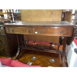 REGENCY STYLE MAHOGANY GREEN LEATHER INSET TOP DROP FLAP SOFA TABLE