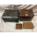 CARVED OAK BOX,