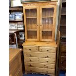 PINE GLAZED TWO DOOR DRESSER