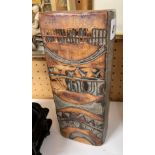 STUDIO POTTERY ABSTRACT RECTANGULAR VASE,