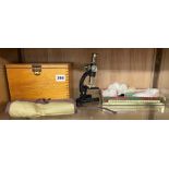 BOXED STUDENTS MICROSCOPE, ROLL OF SURGICAL INSTRUMENTS,