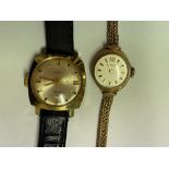 LADIES GARRAD 9CT CASED AND MESH STRAP WRIST WATCH 12G APPROX.