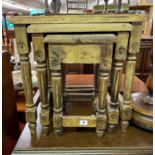 NEST OF THREE TABLES WITH CARVED DECORATION