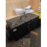 BLACK BOX OF VARIOUS MECHANICS TOOLS, SPANNERS, WRENCHES AND GAUGES,