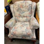 G PLAN OVERSIZED FLORAL WING ARMCHAIR