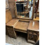 OAK CARVED LINENFOLD DRESSING TABLE,