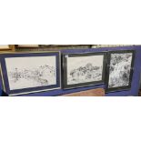 THREE JOHN COOKE PEN AND INK SKETCHES OF LANDSCAPE SCENES
