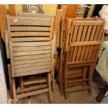 FOUR TEAK HARDWOOD GARDEN FOLDING CHAIRS