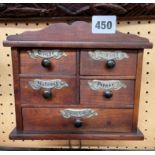 VINTAGE MINIATURE SPICE CHEST WITH NAMED DRAWERS 17CM X 20CM APPROX