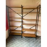 1960S METAL AND TEAK LADDERAX SHELVING SYSTEM (BLACK METAL)