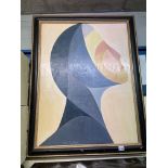 JOHN MARSHALL OIL ON BOARD CUBIST FORM PORTRAITS FRAMED AND A LANDSCAPE