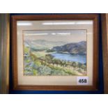 SMALL WATERCOLOUR OF A LANDSCAPE SIGNED THURLEY FRAMED AND GLAZED 18CM X 13CM APPROX