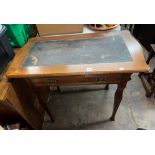 EDWARDIAN OAK WRITING TABLE WITH SINGLE FRIEZE DRAWER