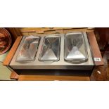 STAINLESS STEEL THREE DIVISION WARMING TRAY