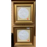 TWO PLASTER ROUNDELS OF CLASSICAL STUDIES - ANGEL AND MADONNA AND CHILD