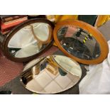 THREE OVAL FRAMED MIRRORS